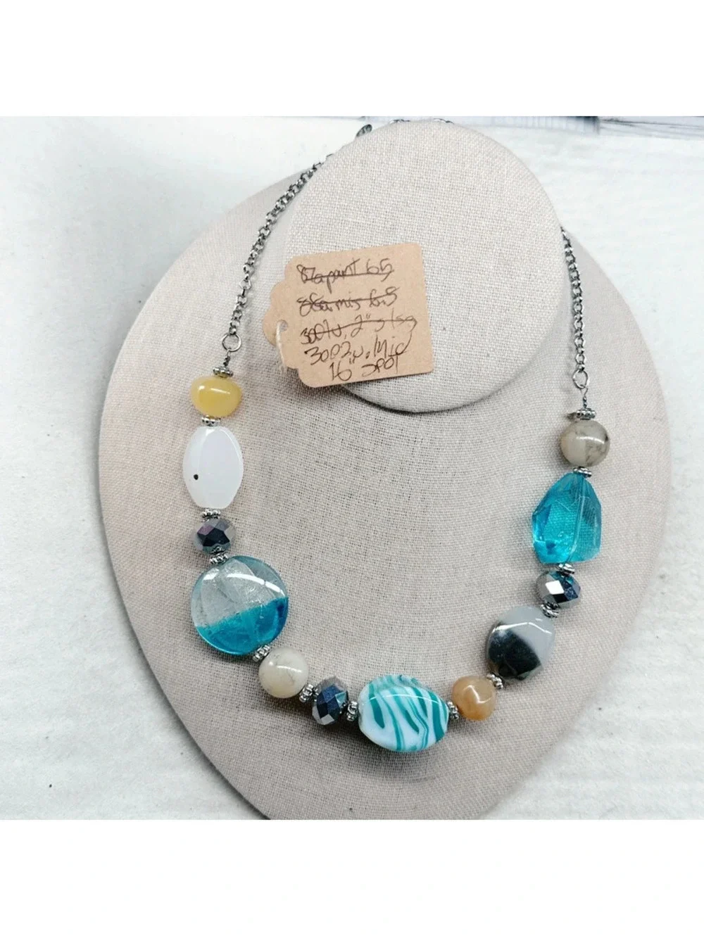 3002u. Teal Beachy Art Glass Bracelet